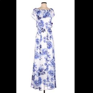 floral maxi dress off of the shoulder